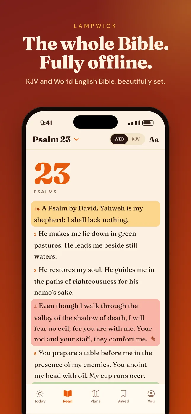 Reading Psalm 23 with highlights